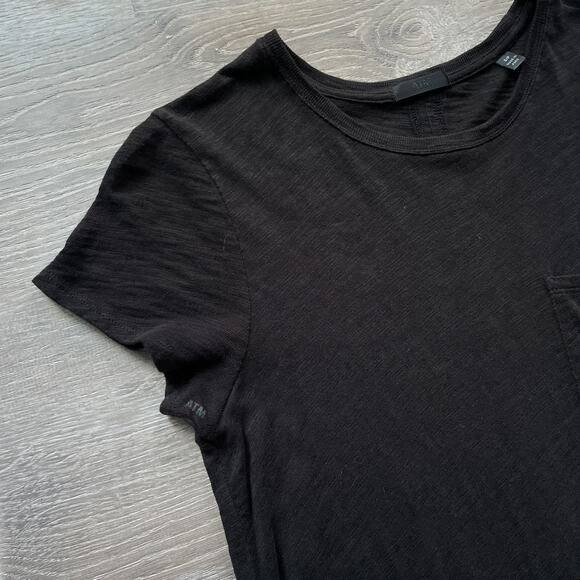 ATM Anthony Thomas Melillo Dress Black Pocket T-Shirt Maxi Burnout Size S/P - Picture 4 of 10